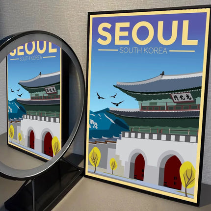 1pc South Korea Travel Poster Self-adhesive Art Waterproof Paper Sticker Coffee House Bar Room Wall Decor