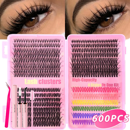 640/600/256/192PCS Large-Capacity Colored 30D 40D 50D & 80D Fluffy Eyelashes – Soft Volume, Natural Look, Waterproof Lightweight