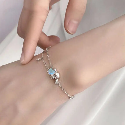Anime Sanrio Cinnamoroll Ins Fashion Silver Bracelet Female Sweet Luxury Hand Decoration Y2k Girl Birthday Christmas Gifts