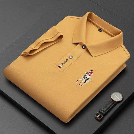 Brand Embroidered Men's Pure Cotton Popsicle Cotton Short Sleeve Polo Shirt Summer New Business Casual Breathable Men's Top 4XL