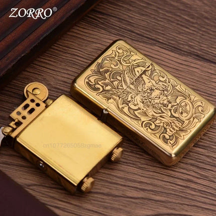 ZORRO 790 Genuine Ultra-thin Windproof Original Copper Lighter Double-sided Engraved Wheel Lighter Lighter Men's High-end Gifts