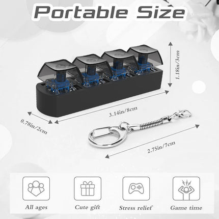 4Keys Keyboard Key Irritability Toy, Finger Pressure Relief Button, Adult Office Stress-relieving and Calming Key Chain Gift
