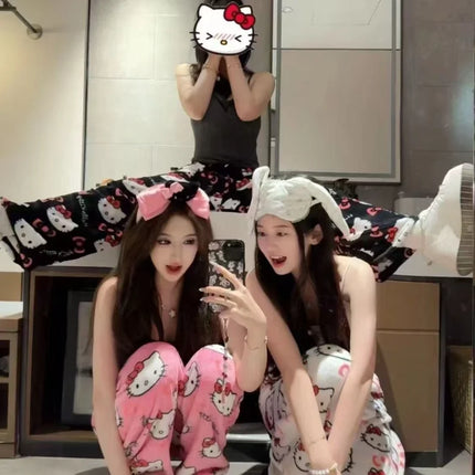 Sanrio Hello Kitty Women's Pajamas Pants Girl Pajama Pants Y2K Cartoon Anime Couple Leisure Home Pants Home Clothing Nighty Gift