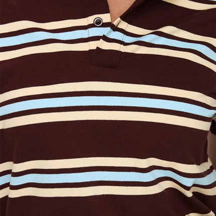 Women Summer Basic T-Shirt Casual Striped Print Lapel Short Sleeve Tops For Streetwear Aesthetic Grunge Clothes Hot Sale S-XL