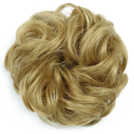 Azqueen Synthetic Messy Bun Chignon Donut Gary Brown Color Hair Bun Pad Elastic Hair Rope Rubber Band Hair Extensions