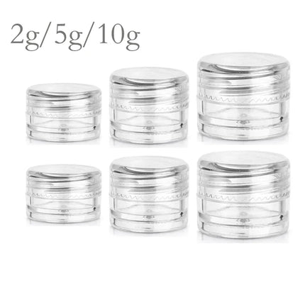 100pcs 2g/5g/10g  Cosmetic Jar Pots  Makeup Lip Balm Container Transparent Empty Plastic Sample Bottles Eyeshadow Cream