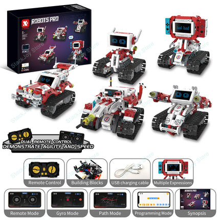 5-in-1 Series Technical Transformer Intelligent Robot Building Block With Remote Control APP Programmable STEM Toy For Kid Adult