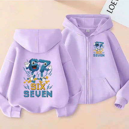 Hot Six Seven Zip Up Hoodies Children's Funny 67 Brainrot Sweatshirts Clothes Kid Girl Boy Zipper Hoody Baby Casual Fashion Tops