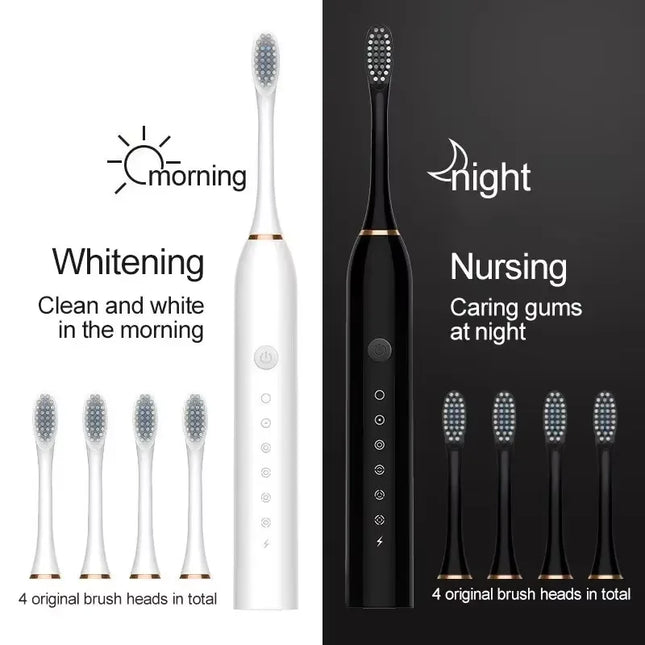 Electric Ultrasonic Toothbrush Six Speed Mode Home Soft Hair USB Charging Waterproof Adult Tooth Cleaner Automatic Couple Set