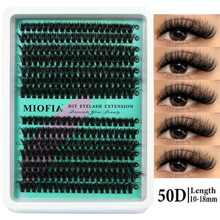 MIOFIA Wispy Thick Lashes Cluster 50D 80D 100D 150D Natural Fluffy False Eyelash Extension Cat Eye Lashes Mixed Tray Makeup