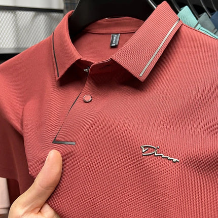 High-end luxury brand fashion hot diamond short sleeve Advanced printed POLO shirt summer new Korean version men's lapel T-shirt