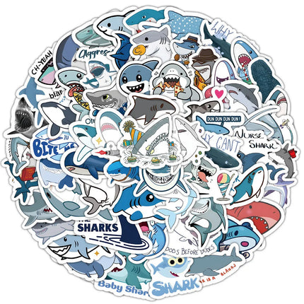 100Pcs Cute Cartoon Shark Ocean Sticker Set - Waterproof Decor for Luggage & Phones AnimeWorlds Store