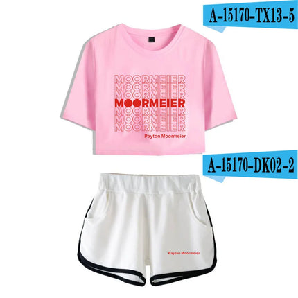 Youthful Payton Moormeier T-shirts shorts Pants Dew navel Sport Girls Short Sleeve Suits Sexy Girls Summer Two Pieces sets