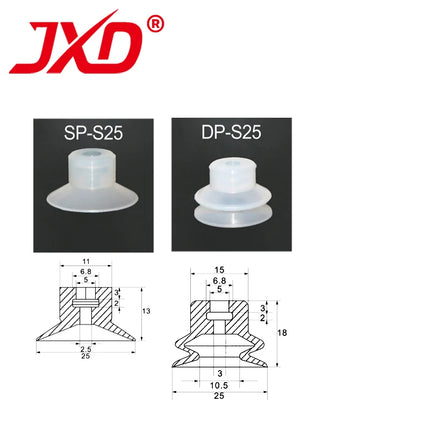 JXD SPL-S02/04 SP-S04/06/08/10/12/15/20/25/30 Mini White Silicone Pneumatic Vacuum Suction Cup