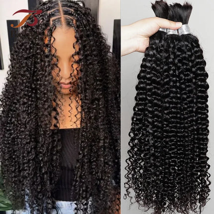 100% Human Hair Bulk for Braiding 1 Bundle Jerry Curly Natural Black Indian Remy Human Boho Braiding Hair Bulk Extensions Bobbi