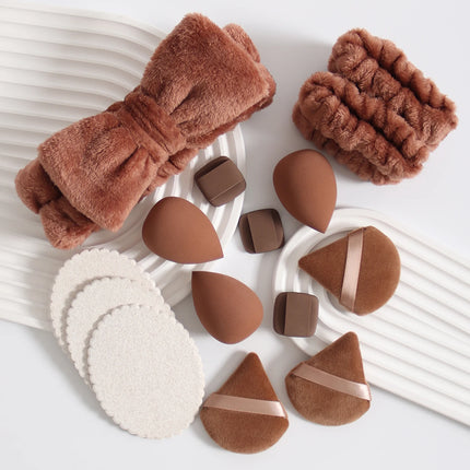 15 件套 Cosmetic Puff Makeup Sponge Blender Beauty Egg Foundation Sponges Puff Wash Face Headband Wristband Make up Accessories