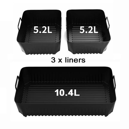 Reusable Silicone Air Fryer Basket Liner Fit Ninja AF500 Non-Stick Heatproof Easy Clean BPA-Free Kitchen Cooking Accessory