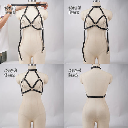 Strap PU Leather Bra Harness sexy Leather chest harness party outfit harness belt Leather chest harness for women