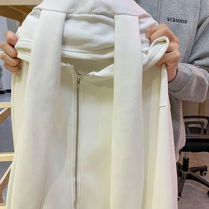 Long Rabbit Ear Hooded Sweatshirt for Women Chic Oversized Zip Up Hoodie Loose Lazy Style Jackets Kawaii Clothes Y2k Hoodies New