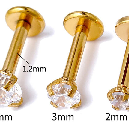 10Pc/50Pc G23 Ttianium Labret Ear Lip Stud Jewelry Square CZ Stone Cartilage Tragus Earring Tongue studs Threaded Body Jewelry