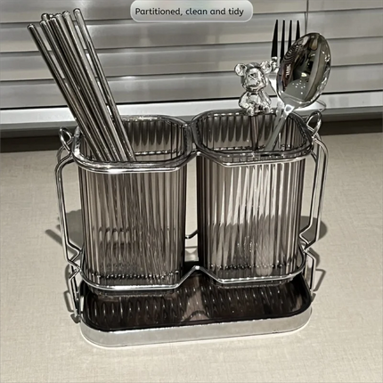 Wall Mounted Kitchen Cutlery Organizer Light Luxury Chopstick Spoon Holder Stainless steel Utensil Drying Rack
