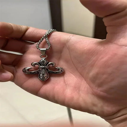 Vintage Cross Pendant Necklace Unisex Versatile Simple Long Sweater Chain Hip Hop Accessory