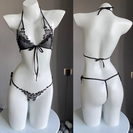 Sexy Girls Fashion Lace Bra Backless Porn Open Lingerie Erotic Costume Crotchless Woman Underwear Solid Color Deep V Push Up Hot