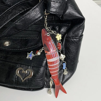Fish Keychain Bionic fish bait keychain, ocean small fish multi-section fish Luya bag pendant cross-border