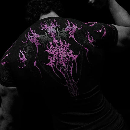 Breathedivinity Men's Fashion Fitness Short Sleeve T-Shirt Breathable Comfortable Sportswear round Neck Printed Cotton Top