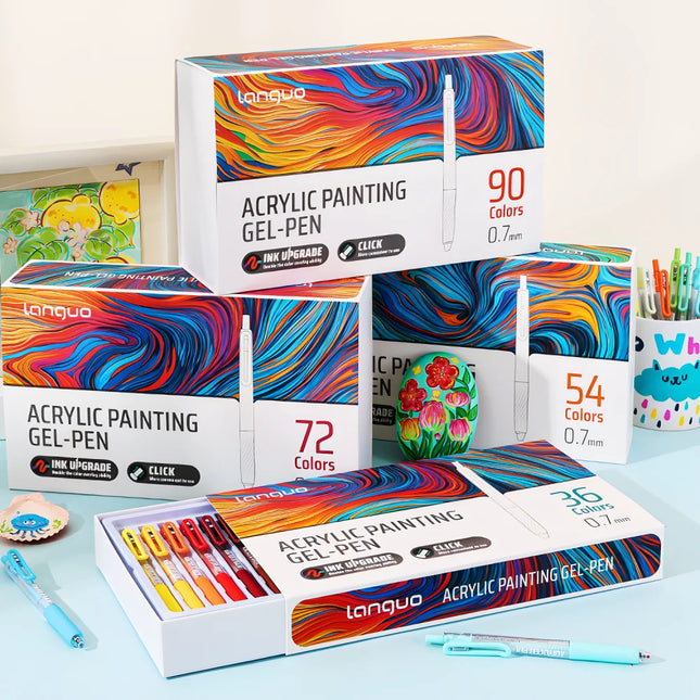 Clip Acrylic Painting Gel Pen,Retractable 0.7mm Tip,Large Capacity Ink Pens,For Diary,Card,DIY,Coloring,Doodling,Stackable Color
