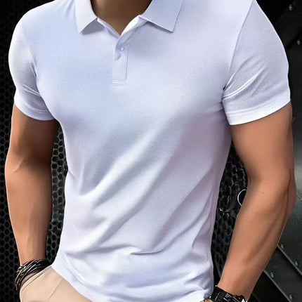 2025 Solid color polo shirt ultra-light men's quick-drying breathable sweat-wicking shirt suitable for fitness gym and running