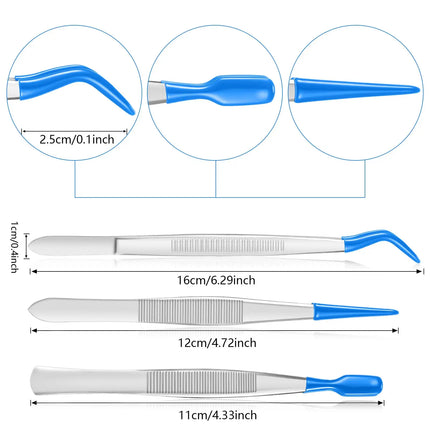 1/3/4 Pieces Tweezers with Rubber Tips Tweezers PVC Coated Tweezers Set, Rubber Straight Tip Tweezers Rubber Flat Tip Tweezer