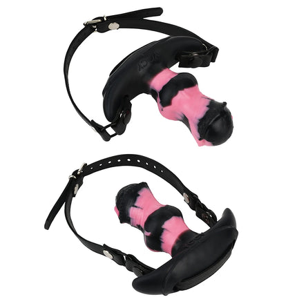 YOCY Mouth Gag Horse Dildo Adjustable Leather Strap Sex Toy For Couple Game Bondage Muzzles