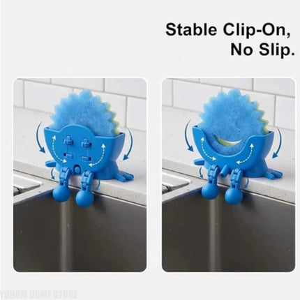 Smiling Sponge Holder with Drain Adjustable Soap and Sponge Drying Rack Kitchen Sink Organizer Storage Rack