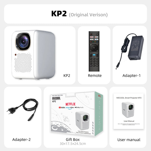 MECOOL KP2 1080P Projector 600 ANSI Lumens With Linux System Netflix Certified Dolby Audio 1+8GB Wifi 2.4G/5G Home Media Player