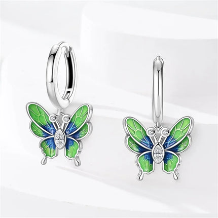 New in 925 Sterling Silver Lucky Clover Earrings for Women Girl Green Leaf Ear Studs Fine Jewelry Fashion Luxury Anniversary