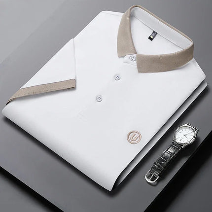 2024 Men's New Embroidered Cotton Business Casual Short Sleeve POLO Shirt Fashion Short Sleeve Comfortable and Breathable Top