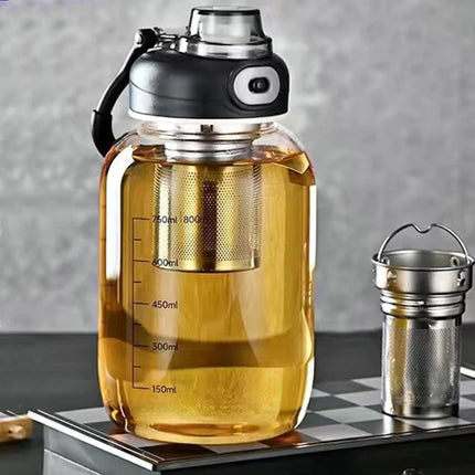 Large Capacity Glass Water Bottles With Tea Strainer Travel Portable Tea Infuser Bottle For Sport Camping Drinkware Gift For Man