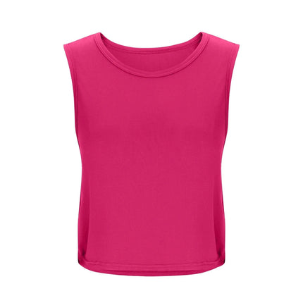 Women Sleeveless Yoga Tops Breathable Blouse Cover Up Gym Workout Cool T-Shirt Running Short Tank Crop Top Athletic Vest