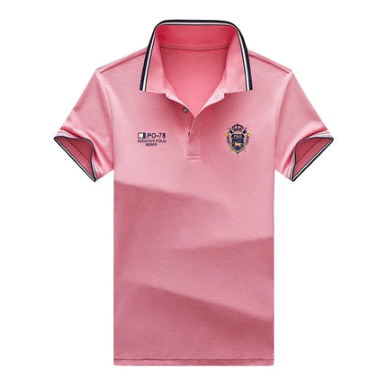 New Men's Business Casual Short Sleeved Shirt Embroidered Solid Color Polo Shirt Fashion Breathable Comfortable Versatile Top