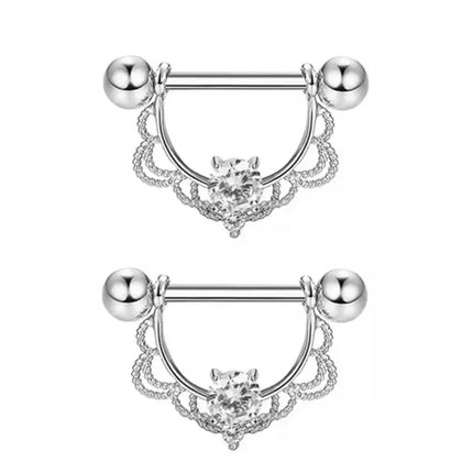 1Pair Pink Butterfly Nipple Piercing Jewelry Shiny Crystal Nipple Rings For Women Girls Heart Nipple Barbells Piercing Pezon