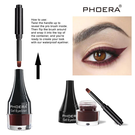 PHOERA 10 Colors Waterproof Eyeliner Gel With Brush Colorful Long-lasting Eye Liner Cream Makeup Tools Women Cosmetics TSLM1