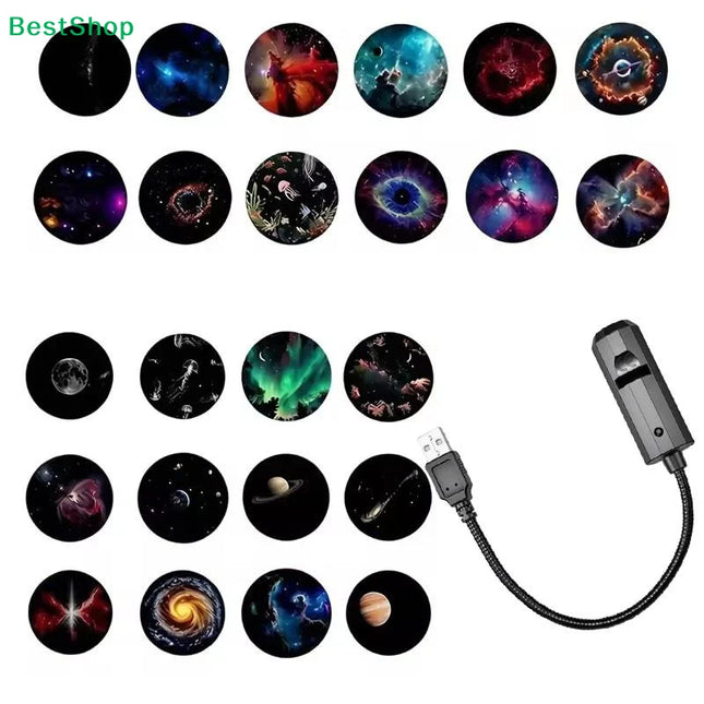 ☽Romantic Rotatable Galaxy Star Projector Portable USB LED Night Light Sleep Atmosphere Lamp Home Wedding Party Decoration