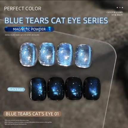 MIANEL Blue Tears Cat Eye Nail Polish Unique Blue Color and Magnetic Powder Create a Dreamy and Romantic Blue Nail Art Effect