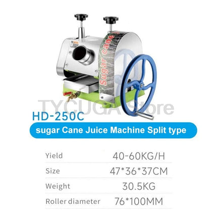 Stainless Steel Sugar Cane Juicer Manual Hand Crank Desktop Sugarcane Bagasse Juice Separator Sugar Cane Machine For Stall Use