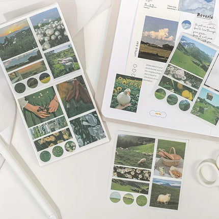 40pcs/pack Washi Paper Ins Stickers Book Aesthetic Scenery Sticker for Scrapbooking Journals Album Diary DIY Paers