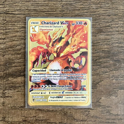 Charizard Theme Metal Collectible Cards Arceus Mewtwo.Super Lehiram ，6Pcs Gold Foil Fan Art Trading Cards Collection Toy Gift