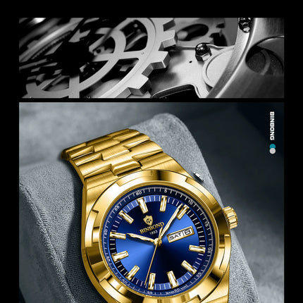 BINBOND New Luxury Quartz Men's Wristwatch Sport Men Watches Waterproof Luminous Date Week Stainless Steel Men's Watch Male Reloj