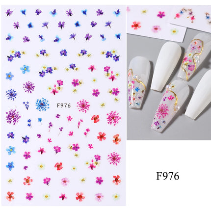 Hibiscus Flower 3D Nail Stickers Cherry Blossom Floral White Florals Petal Nail Art Decals Sliders Manicure Nail Tips Decor
