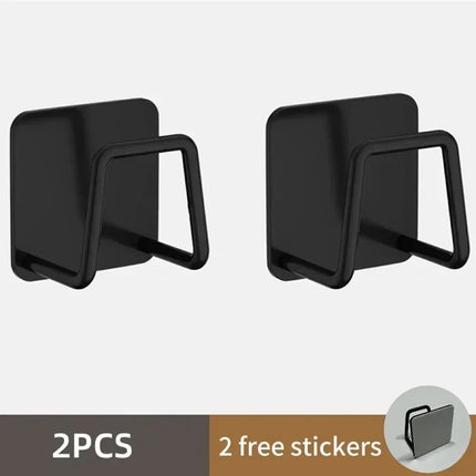 Multifunctional Kitchen Stainless Steel Sink Sponges Holder Self Adhesive Drain Drying Rack Kitchen Wall Hooks Accessories